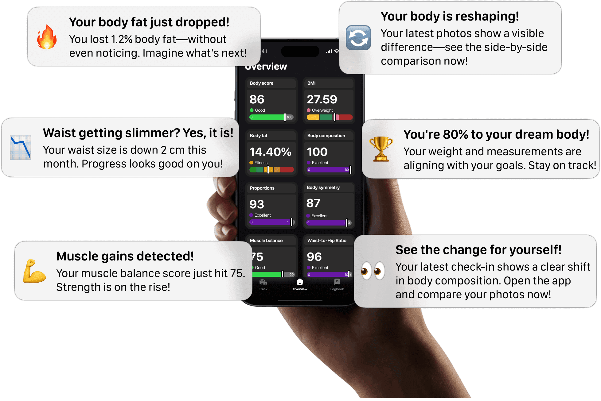 Body tracking app interface