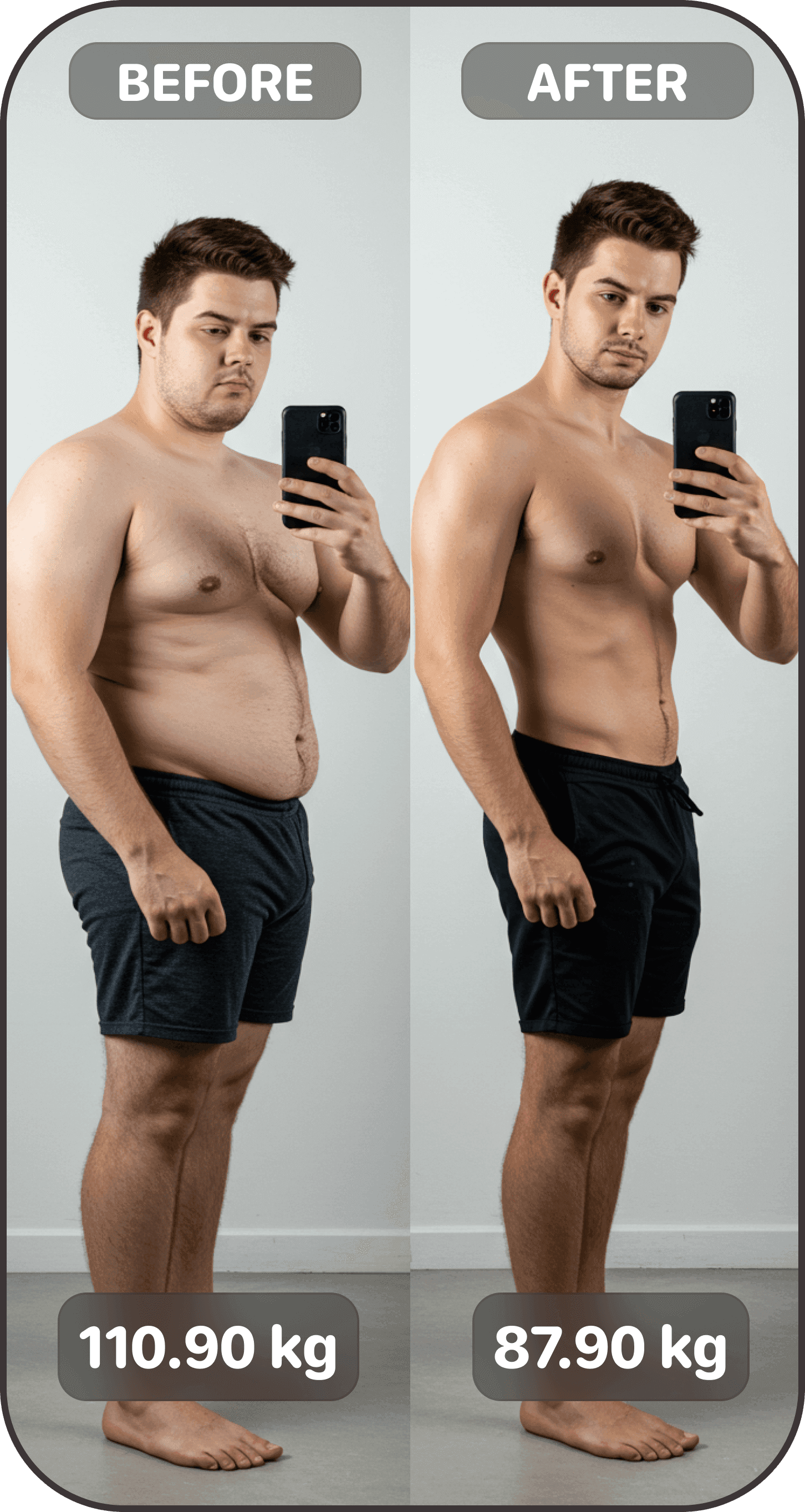 Before and after comparison in Bodly