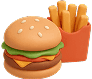 Burger with fries