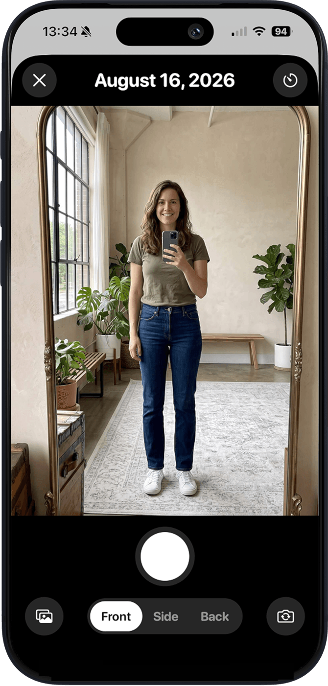 Taking a progress photo in the Bodly app